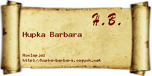 Hupka Barbara névjegykártya